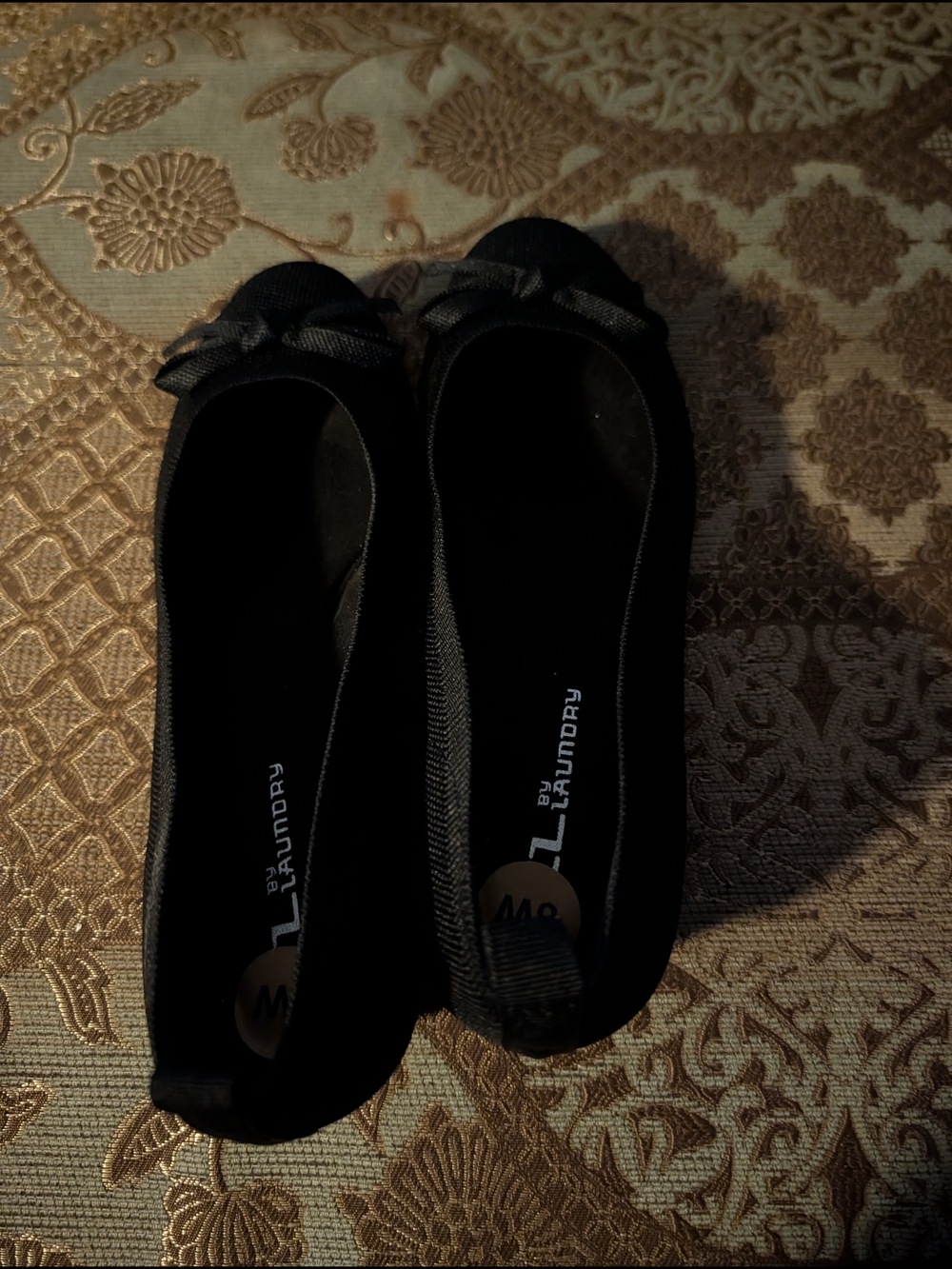 CL by Laundry Black Ballet Flats with Bow Accent